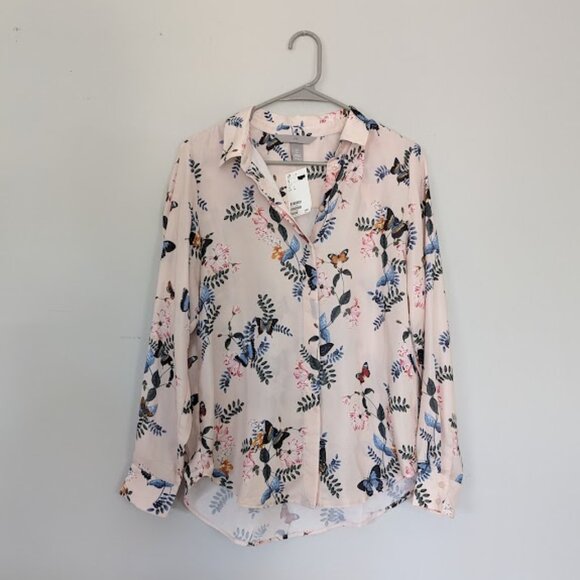 H&M Tops - *NWT* H&M Pink/beige colored, floral Blouse, Size 4